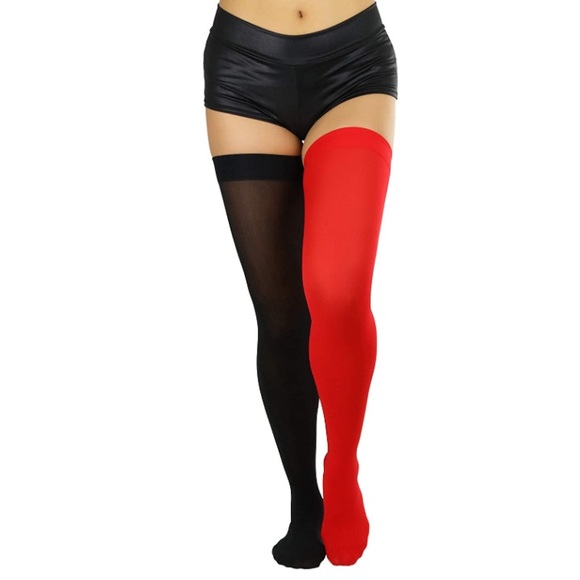 1 Blk/1 Wht Thigh High Stockings/Over the Knee Socks - Picture 4 of 12